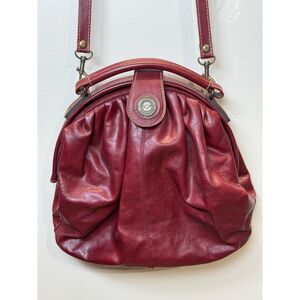 Capezio 80s Vintage Deep Burgundy Red Faux Leather Crossbody Bag Top Handle
